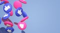 The 3d rendering Thumbs up and heart ÃÂ social media icon